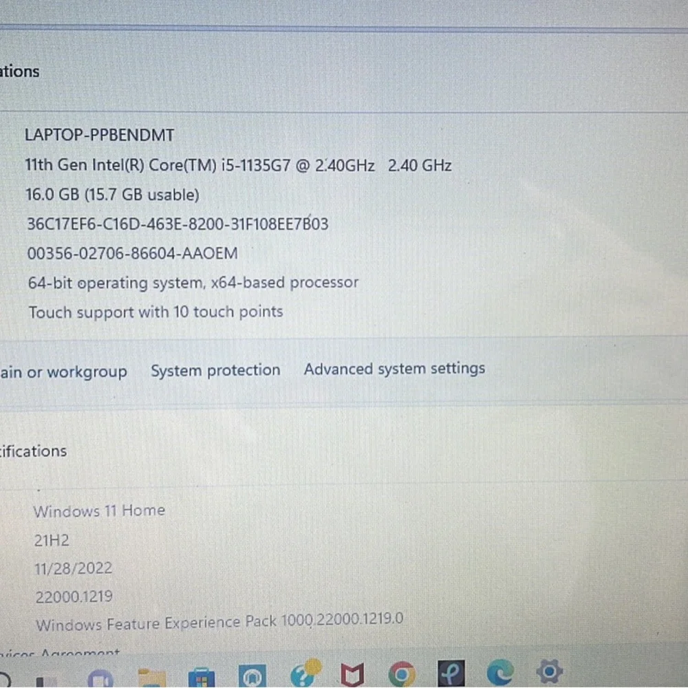 Hp 15.6” open box